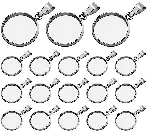 Milisten Edelstahl Anhänger Tablett 20 Stück 16Mm Runde Cabochon Rohlinge Diy Schmuckzubehör Für Halsketten Bastelset Zur Schmuckherstellung