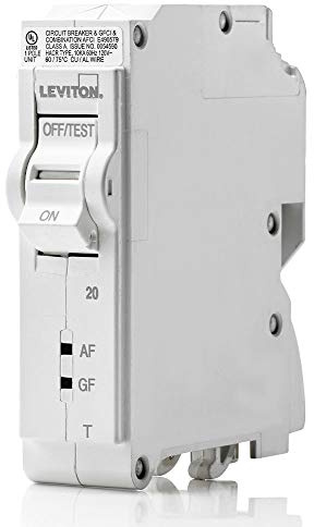 Leviton LB120-DFT 20A 1-Pole Plug-On AFCI/GFCI Branch Circuit Breaker, Thermal Magnetic, 120 VAC, White
