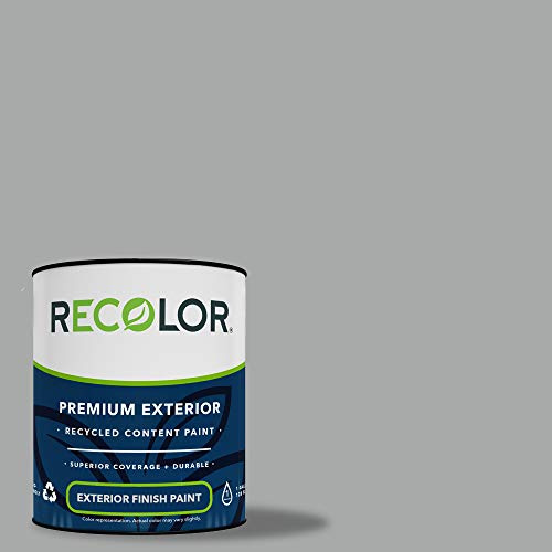 RECOLOR Eco-Friendly Exterior Premium Latex Paint for Walls, Siding and Trim w/Eggshell Finish, 1 Gallon, Gray
