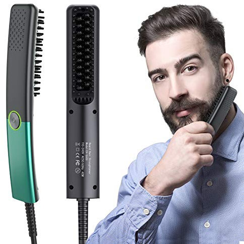 FAPPEN Bartglätter für Männer, 3-Temperatur Elektrische Schnelle Bartglätter Bürste, Keramik Ionisch Beheiztes Haarglätter Kamm, Verwendet für die Gestaltung von Bärten und Haaren