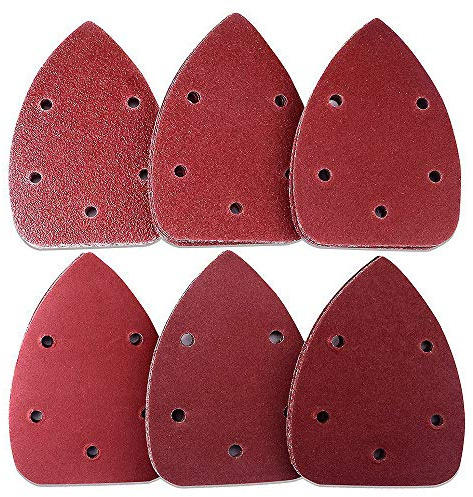 ExcInter 10PCS 80 Grits Detail Sander Sandpaper Palm Sheet Pads Discs Power Abrasive Polish Sanding Paper Hook and Loop Assorted