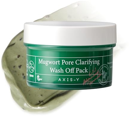 AXIS-Y Mugwort Pore Clarifying Wash Off Pack Face Exfoliator Targets Clogged Pores, Whitehead & Blackhead Remover Vegan Korean Skin Care Glass Skin Clay Mask 3.38 Fl. Oz.