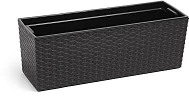 Gordanluk, Low Rattan Designed Flowerpot with removable liner, Plant pot, Indoor, Outdoor, Case Flowerpot, (Black)