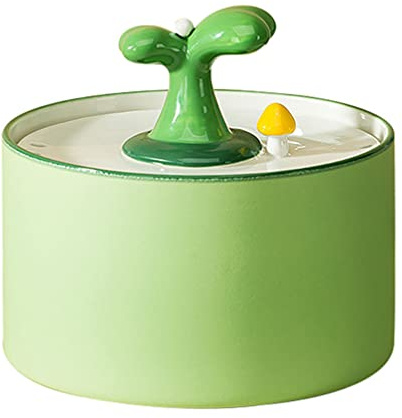 POPETPOP Ceramic Cat Water Fountain 1L Automatic Pet Water Dispenser with 3 Replaceable Filters Self-Cleaning Circulation for Cats and Dogs