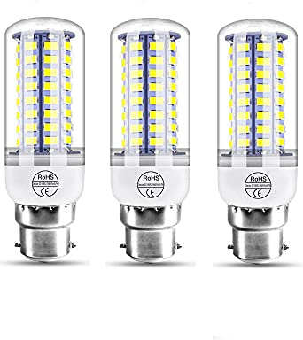 XIMULIZI LED Super Bright Corn Light Bulb B22 Household 220V 360° Lighting 220V High-Brightness Energy-Saving Lighting Bulb No Flicker Table Lamp Bulbs,Cool White,72leds