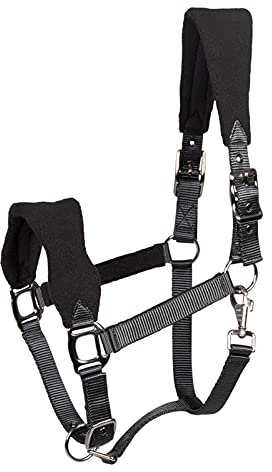 PFIFF 102962 Halfter mit Polarfleece-Polsterung, Weidehalfter Stallhalfter, Schwarz Pony