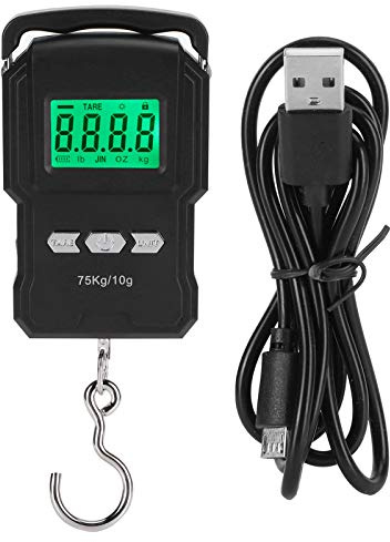 Tragbare 75 Kg LCD-Digitalwaage Elektronische Handhaken Gürtel Gepäck Hängewaage Hintergrundbeleuchtung Waage Wiegen Digitalanzeige Hängehaken Elektronische Waage mit Maßband