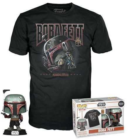 Funko Pop! & Tee: Star Wars - Boba Fett - Large - (L) - T-Shirt - Kleidung mit Vinyl-Sammelfigur - Geschenkidee - Spielzeug und Kurzärmeliges Top Für Erwachsene Männer und Frauen - Movies Fans