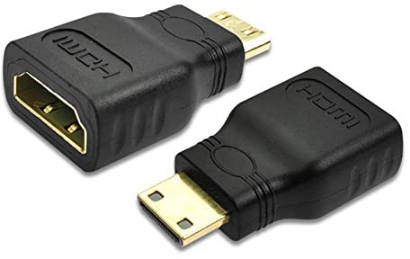 QIANRENON Mini adaptador HDMI chapado en oro Mini HDMI macho a conector HDMI estándar hembra 1080P Full HD 4K/3D para cámara, tableta, tarjeta de video, 2 unidades