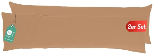 Livessa Seitenschläferkissen Bezug 40 x 145 (2er Set) - Verdeckter Reißverschluss an der Langen Seite,%100 Baumwolle Jersey Stoff, Oeko-Tex Zertifiziert, Ultra weich und atmungsaktiv