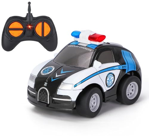 Highttoy Kinderspielzeug ab 2 3 4 Jahre, Ferngesteuertes Polizeiauto 2.4GHz Spielzeug ab 3 Jahre Jungen Mädchen Geschenk Kinder RC Auto Motorikspielzeug mit Fernbedienung, Weiß