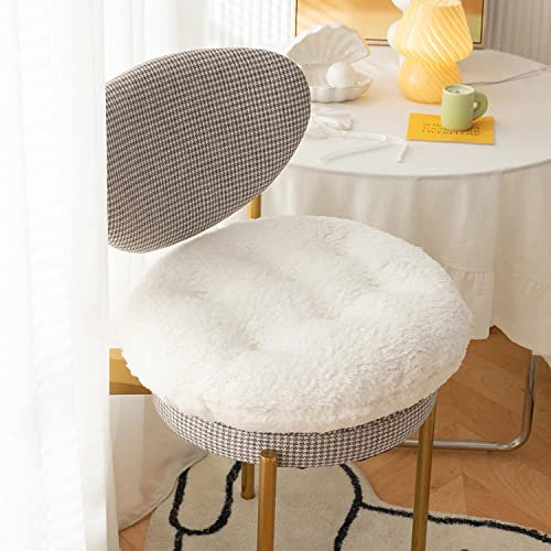 Verdicktes Plüsch Sitzkissen,Lammfellkissen Warmes Kissen Stuhl Hocker erhöht für Yoga Office Home Cafe Stuhl Meditation, 17 * 17 inch(45 * 45cm),rund Off-White