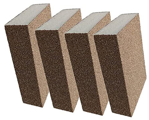 4 Stück Schwamm-Schleifblock, nass und trocken, Doppelverwendungs-Schleifschwämme, wiederverwendbare Schleifblöcke für Holz- und Metall-Wandpolieren, 120#-180#