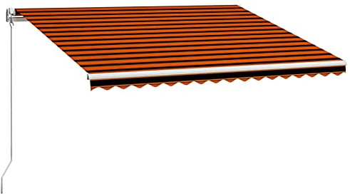 Tidyard Tenda da Sole Retrattile Manuale,Tenda da Sole per Balcone,Tenda da Sole a Bracci,Tenda da Sole per Esterno Avvolgibile,Tende da Veranda,Balcone,Patio,Terrazzo 400x300 cm Arancione e Marrone