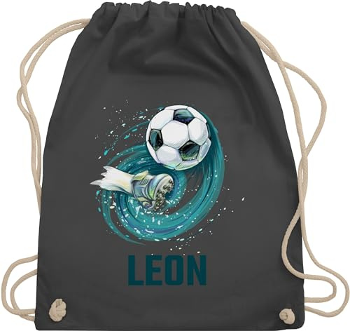 Turnbeutel Rucksack - Fußball Schuss Cool Fußballfan | Fußballgeschenkideen - Unisize - Dunkelgrau - personalisierte stoffbeutel junge beutel fussball geschenke+für+fußballfans leon sportbeutel
