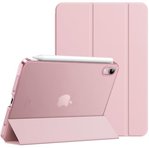 JETech Hülle für iPad mini A17 Pro/6. Gen, Rosa | Für 8,3 2024/2021 Modell, Schlanke Transluzent Rückseite, Dreifach-Ständer, Auto Schlafen/Wachen, Leichter Stoßschutz