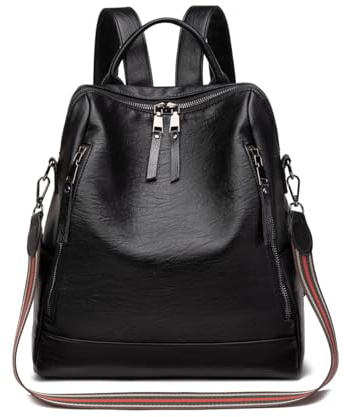 Kiepoar Damen Rucksack Stilvoll Tasche Lederrucksack Vielseitiges Design mit Schultergurt als Umhängetasche, Elegant Backpack aus PU Leder Große Mode Cityrucksack für Arbeit Schule Reise