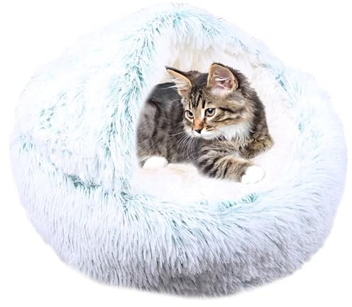 XIEMINLE Beruhigendes Katzenbett, Haustierkissen, Sofa, Anti-Angst, Katzensofa, waschbares Katzennest, Donut-Kuschelnest, Katzenkissen, Katzenbett Haus für Kätzchen und Welpen, Hunde, 50 cm, Grün