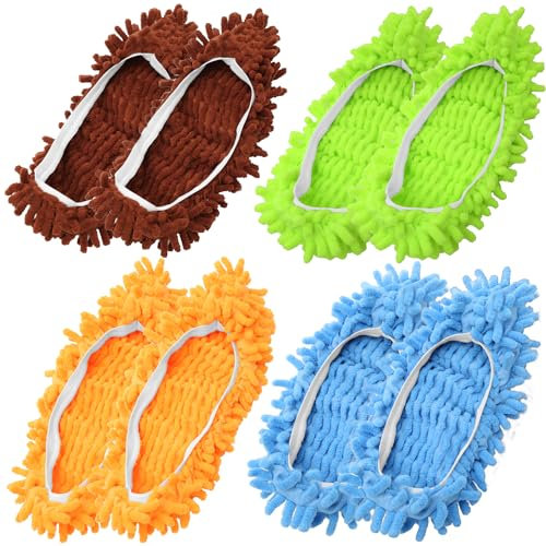 8 Piezas Zapatillas Mopa para Limpiar el Suelo, Mopa de Pies Casa Mujer, Pantuflas Limpia Suelos para Cocina y el Baño