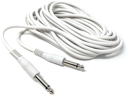 DRUT 6 m 6,35 mm 1 4 TS Mono-Klinkenstecker auf Klinkenstecker-Kabel für Gitarre, Verstärker, Musikinstrumente, Lautsprecher, Mikrofonkabel mit geraden Enden, weiß, 20 Fuß