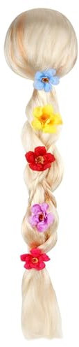 Dhqkqg Rapunzel Perücke,Kinderperücke Blond,Prinzessin Perücke Zopf,Rapunzel Kostüm-Perücke für Kinder, Cosplay Perücke Kostüm Zubehör für Kinder mit künstlichen,für Märchen,Karneval, Mottoparty,85cm