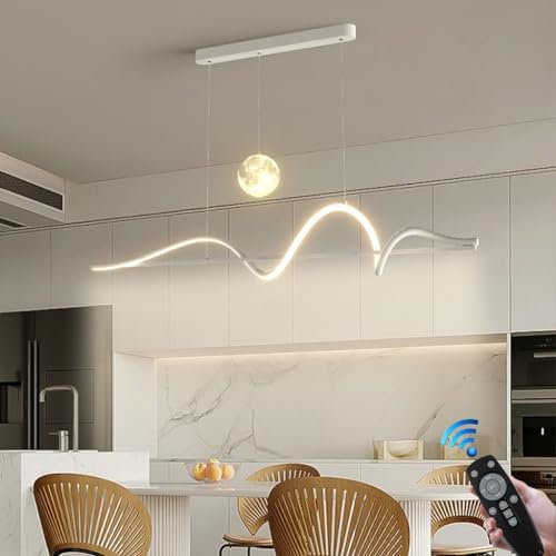 RuiRfh Moderner schwarzer Kronleuchter 120cm mit Fernbedienung dimmbare LED Glaskugel Pendellampe verstellbare moderne Spiraldesign Pendelleuchte lineare Hängelampe für Beleuchtung des Kücheninsel Ess