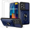 MEMELOKA Cover per Xiaomi POCO M6 PRO 4G/Redmi Note 13 Pro 4G con Vetro Temperato, Rigida PC Back e TPU Bumper Antiurto Custodia Protettiva[Slidable Fotocamera Proteggi][Supporto Girevole], Blu