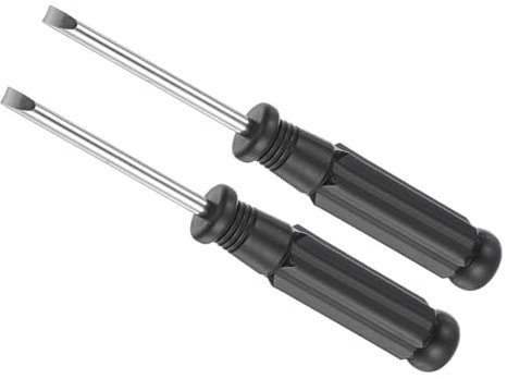 CoCud Destornillador Ranurado Mini, Tamaño de 4.0mm, Longitud de 108mm, Acero al Carbono, Pequeño Destornillador de Cabeza Plana con Mango Antideslizante Negro, 2 Piezas