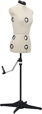 Gecheer Schneiderpuppe Verstellbar Weiblich Creme S Größe 33-40, verstellbare Büste Taille Hüfte für Modedesigner Schneider und Bekleidungsgeschäfte