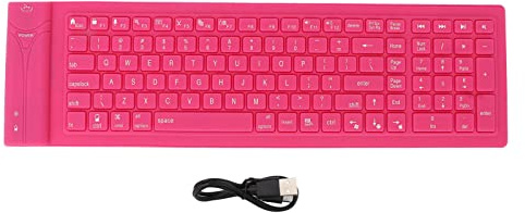 Clavier Silencieux en Silicone Pliable, Clavier en Silicone sans Fil, 108 Touches, Portable, Caoutchouc Souple, Léger, étanche, Enroulable, pour Ordinateur Portable, PC,