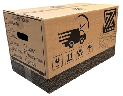ZYBUX 20x Large Moving Boxes - Double Walled Removal Packing Boxes with Carry Handles - Heavy Duty Strong Cardboard Boxes for House Move Storage Cartons with Checklist - 52cm x 30cm x 30cm