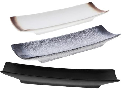 Set of 3 Shark Sushi Plates Japanese Ceramics Tray for Sushi Dishes Boat Shape Dumpling Plate