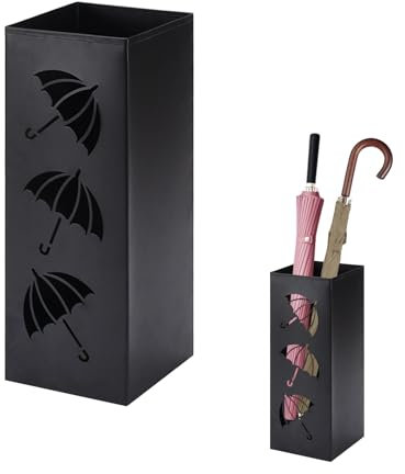 Zimoer Kreativer Schirmständer aus Metall, 17x17x43 cm, Regenschirmständer für Zuhause, Büro, Hotels und Gewerbeflächen – Quadratischer Schirmhalter Robust und Langlebig - Schwarz