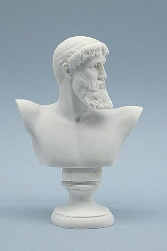 Grekisk zeus byststaty, klassisk mytologi skulptur, vit, 16 cm