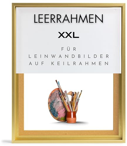 NB Akzent Schattenfugenrahmen XXL 80x120 cm - Gold – Leerrahmen mit Tiefeneffekt aus MDF Holz in zerlegter Form – für Leinwandbilder auf Keilrahmen