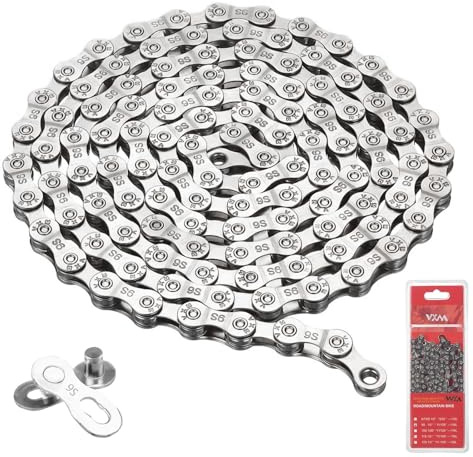 TTYSHIP® Catena per Bicicletta 9 Velocità, Catena per Bici 9 Velocità con Fibbia Magica per Mountain Bike, Biciclette (1/2 x 11/128 Pollici, 116 Maglie)