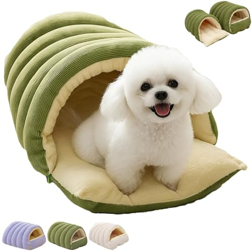 Lit pour chat monstre douillet, lit caverne pour chat et petit chien avec coussin amovible, nid apaisant, lits douillets lavables en machine pour chats d'intérieur et petits chiens. ,Large,Green
