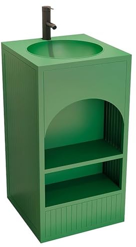 ZKBDBWTR Freistehendes Standwaschbecken aus Edelstahl, Bodenstehendes Waschbecken für Badezimmer und Balkon, Waschtisch für den Innen- und Außenbereich(Green)