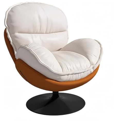 SJAPEX Drehsessel Fürs Wohnzimmer, Bequemer Ledersessel, Moderner Sessel Für Wohnzimmer, Schlafzimmer, Balkon White+Orange