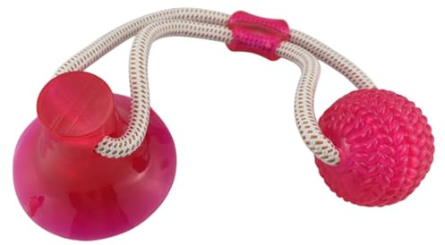 Dog Toy, Suction Cup Dog Toy, Pet Molar Teething Interactive Toy Ball with Rope, Dog Toy for Dog, Elastic Ropes Dog, Molar Bite Toy, Teeth Cleaning Chew Malor (Red)