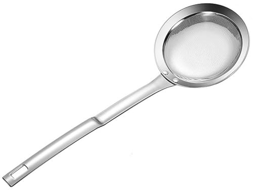 Espumoso Colador, Cuchara Colador de Acero Inoxidable de Malla, Espumadera Con Malla, Acero Inoxidable Espumadera Adecuado para Filtrar, Escurrir, Tamizar y Otras Aplicaciones (Tamaño Mediano)