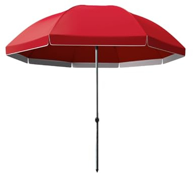 Parasol de jardin, parasol inclinable portable et inclinable en hauteur réglable, parasol de terrasse pour camping, pique-nique, plage, piscine (rouge, 220 cm)
