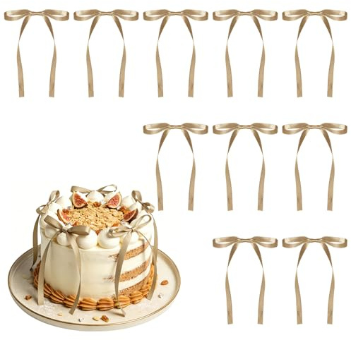Alaoo 35 st brun rosett tårtdekorationer, grattis på födelsedagen cupcake topper rosett tårtdekorationer för födelsedag bröllop fest bröllopsdag festtillbehör brun