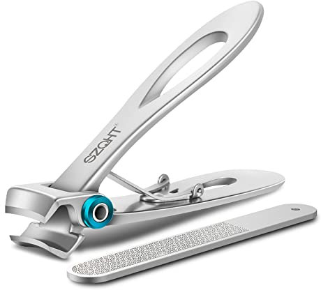SZQHT Nagelknipser mit 15 mm breiter Kieferöffnung für dicke Nägel, Fingernagelknipser für eingewachsene Zehennagelknipser für Männer, harte Nägel, Senioren, Erwachsene. Edelstahl Groß (Silber)