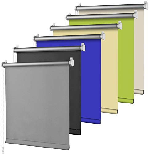 S SIENOC Thermorollo Klemmfix Rollo Grau L150 x W65cm Stoffbreite 61cm Verdunkelungsrollo Silberbeschichtung Seitenzug für Fenster & Türen