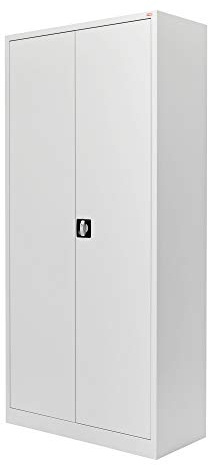STIER Universalschrank mit 4 Fachböden, 1800 x 800 x 380 mm, lichtgrau, verschweißt, Mehrzweckschrank mit Drehriegelverschluss, vielseitiger Lagerschrank