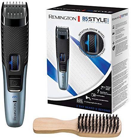 Remington Barttrimmer Herren B5 Lithium (Netz-/Akkubetrieb, Micro-USB Ladefunktion, Aufbewahrungstasche, 17 Längeneinstellungen 0,4-18mm) Haarschneidemaschine, Bartschneider MB5001