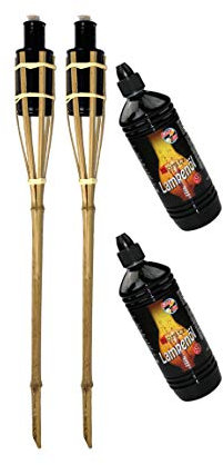 Moritz 2 x bambufacklor fackla 60 cm standard natur 2 x 1 000 ml lampolja, trädgårdsfackel, oljefacklor, trädgårdsdekoration, oljelampa, vägslampa