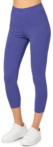 Merry Style Leggings Donna 3/4 Pantaloni Capri Morbidi e Confortevoli Leggins Donna in Cotone Traspirante Elastici e Delicati sulla Pelle Sensibile MS10-199 (Cobalto,L)