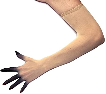 Unicorns Poop, Glitter, Nude, Illusion, Second Skin, transparent, nahtlose Handschuhe mit elastischer Obernaht in Beige, Hellbraun; über Ellenbogen; Unisex, Einheitsgröße